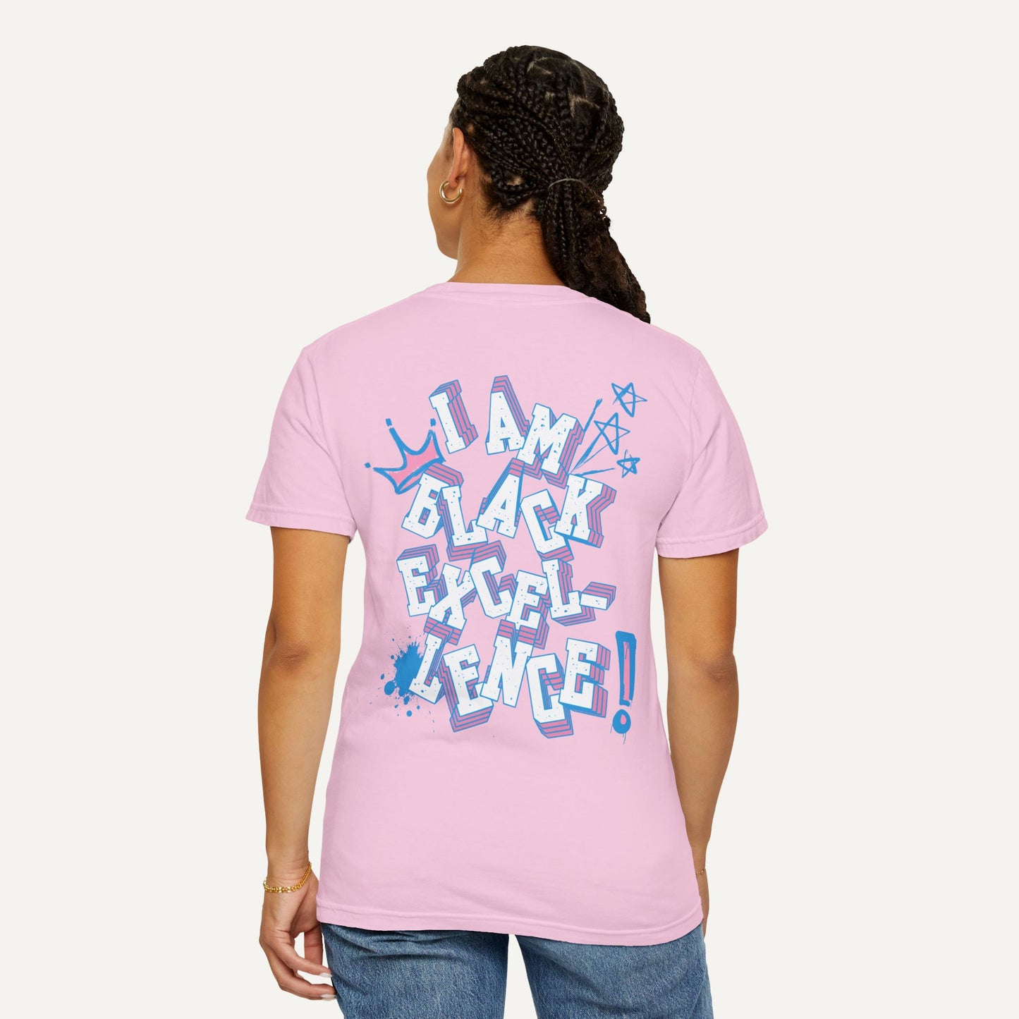 JJOA inspired I am black excellence shirt - pink back of shirt