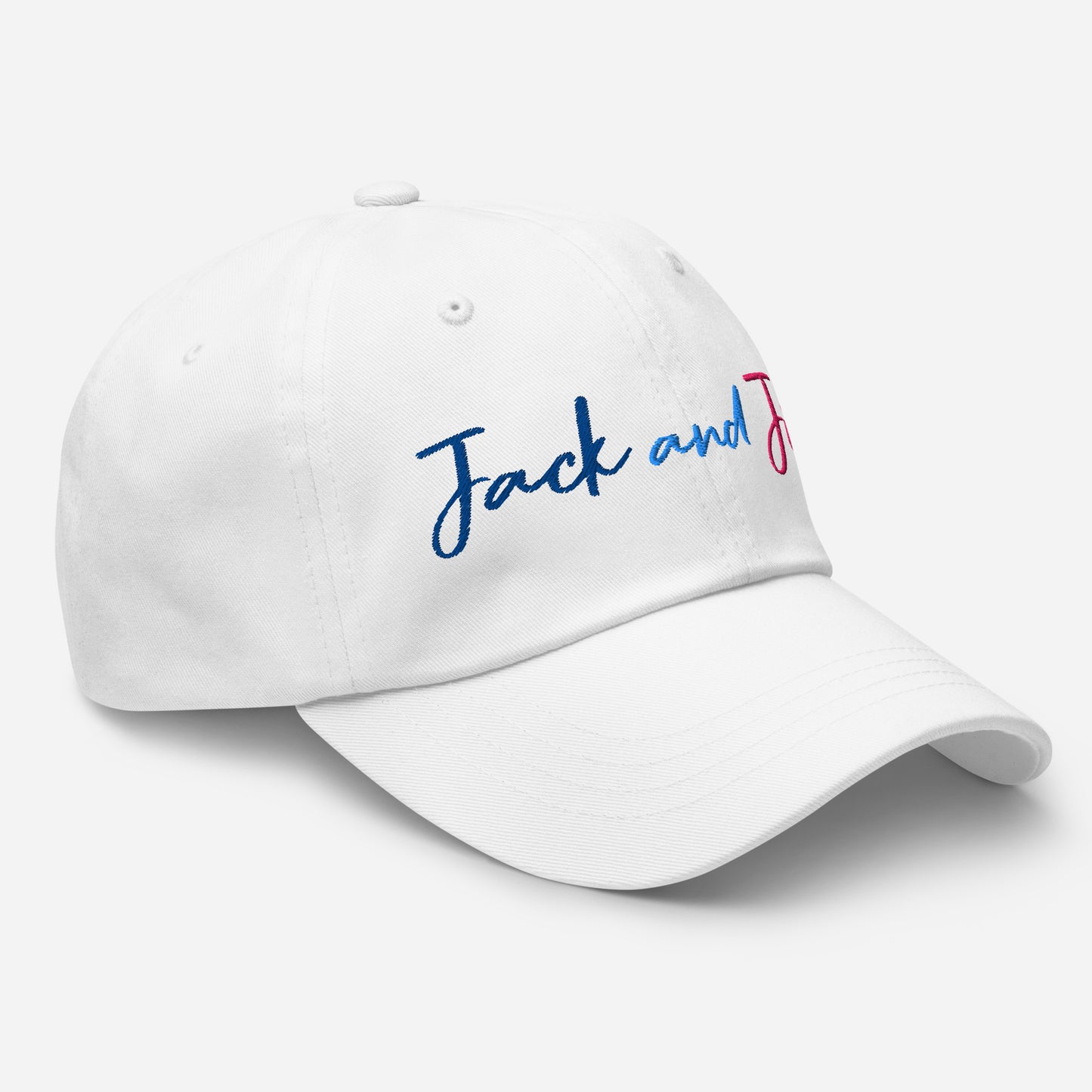 Jack and Jill Embroidered Baseball Hat - White