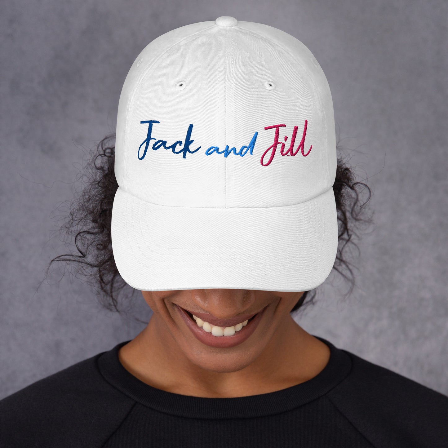 jack and jill hat - white embroidered jack and jill hat