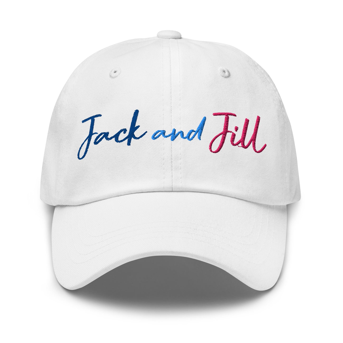 Jack and Jill Embroidered Baseball Hat - White