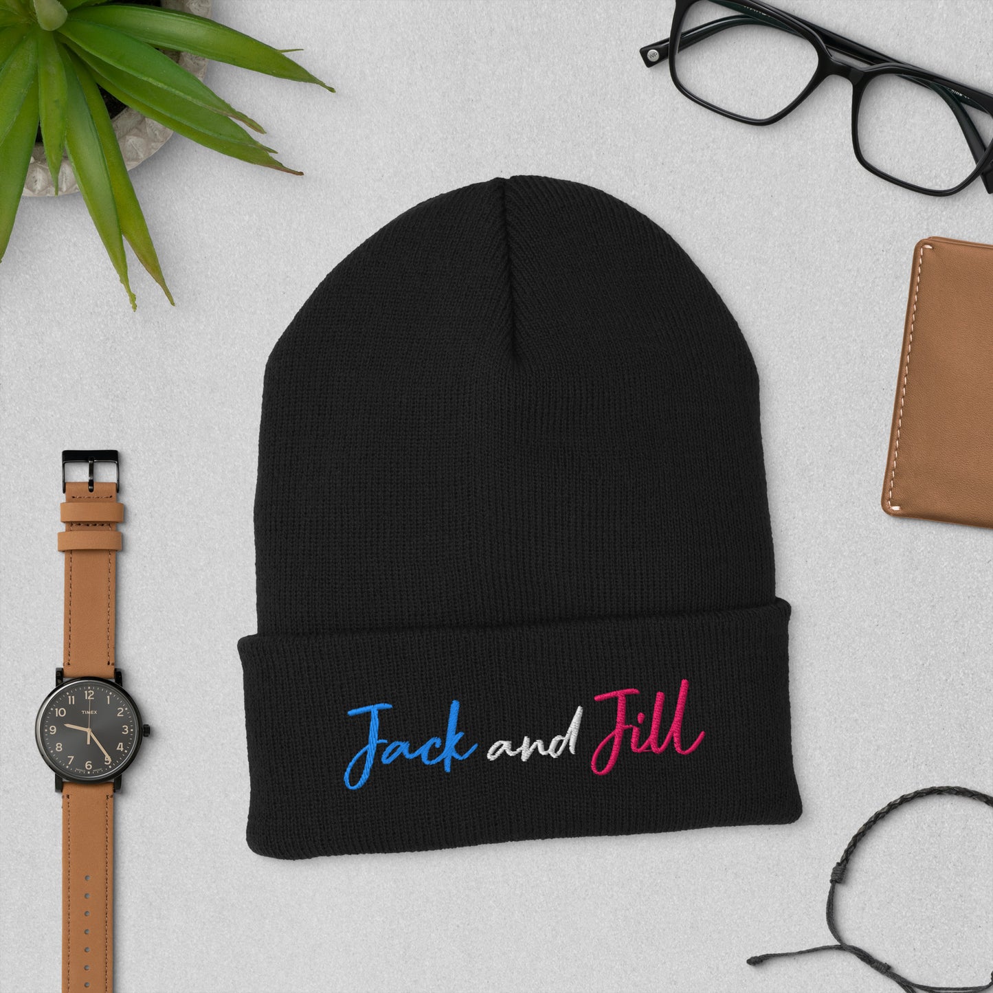 Jack and Jill of America Embroidered Beanie - Black