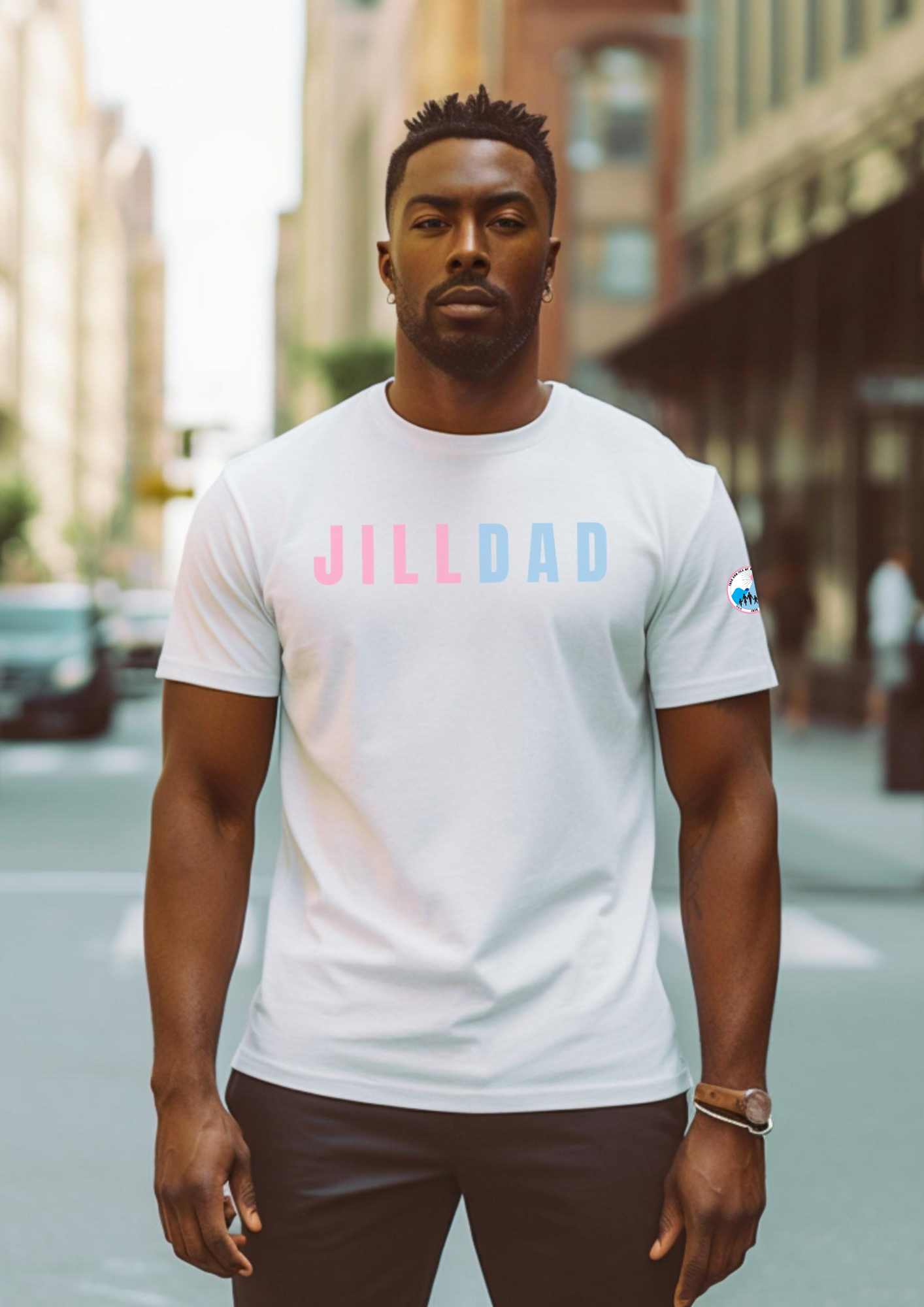 Jill Dad Shirt for Jack and Jill Dads - White - On Model
