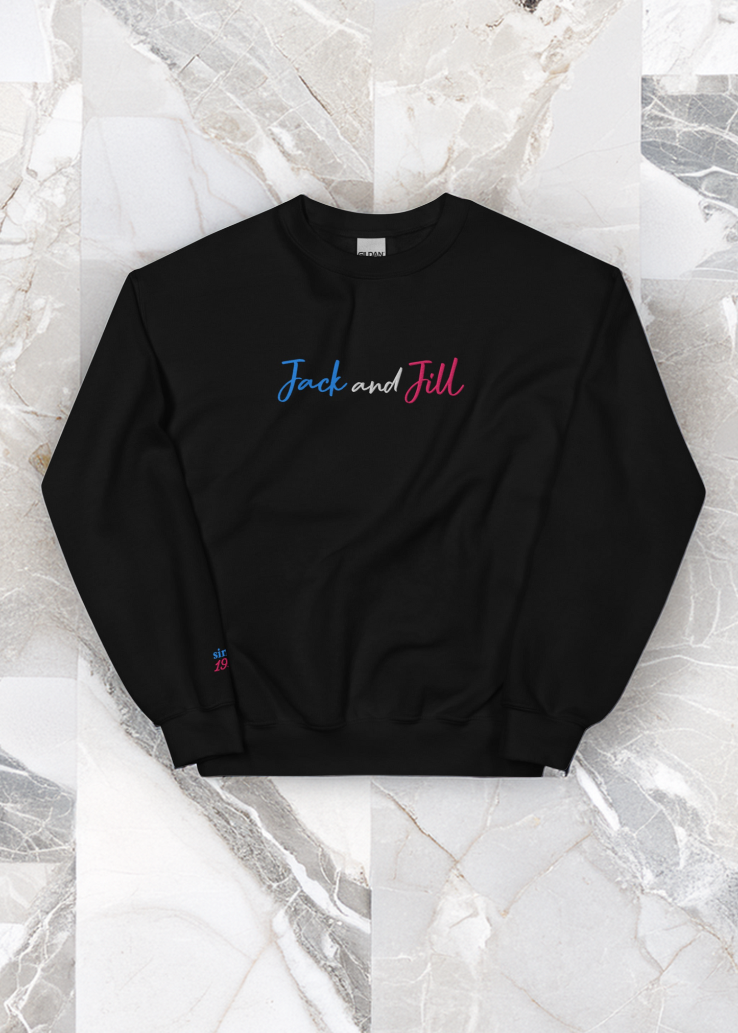 jack and jill embroidered sweatshirt with sleeve detail for jack and jill mom apparel