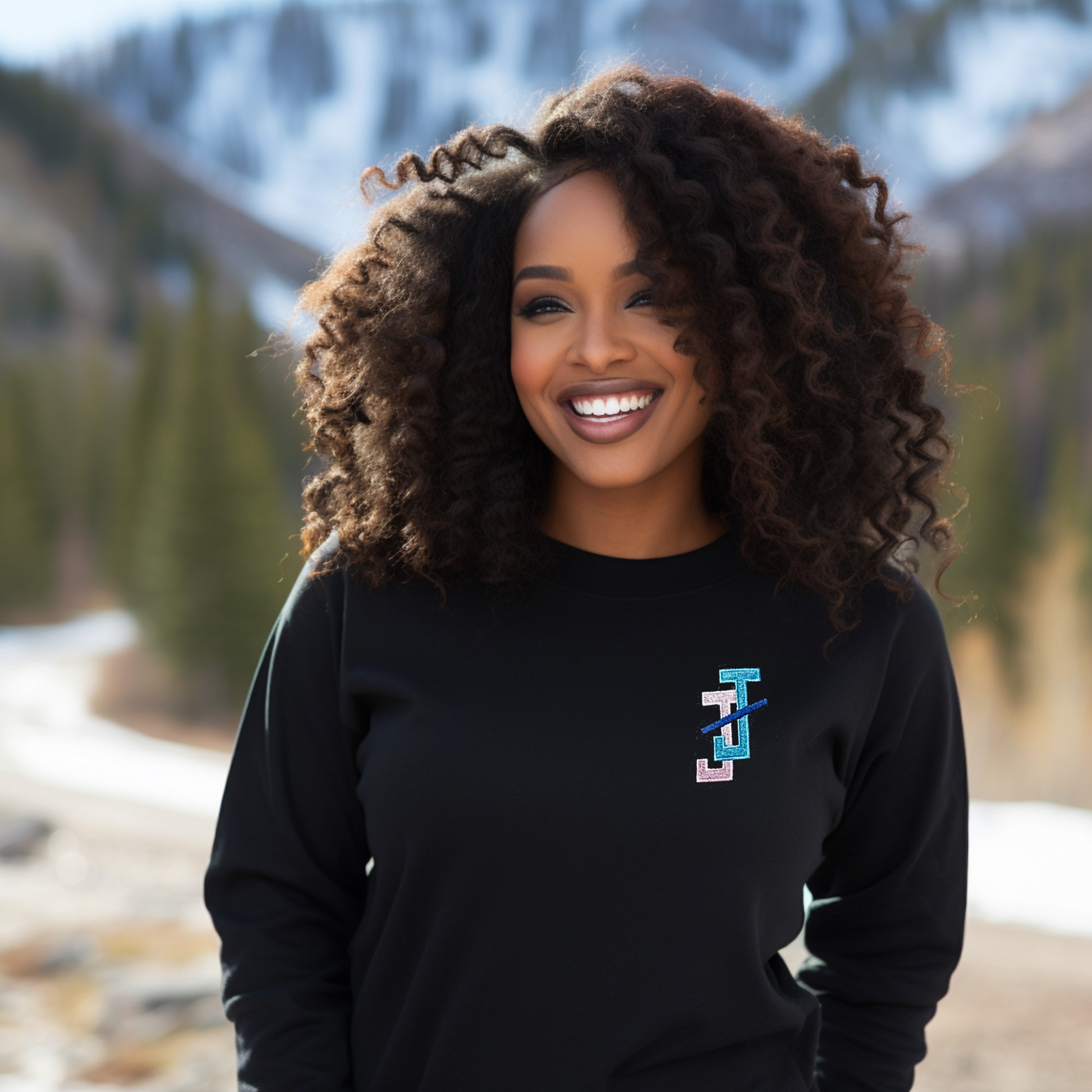 jack and jill of america jj logo embroidered sweatshirt - black