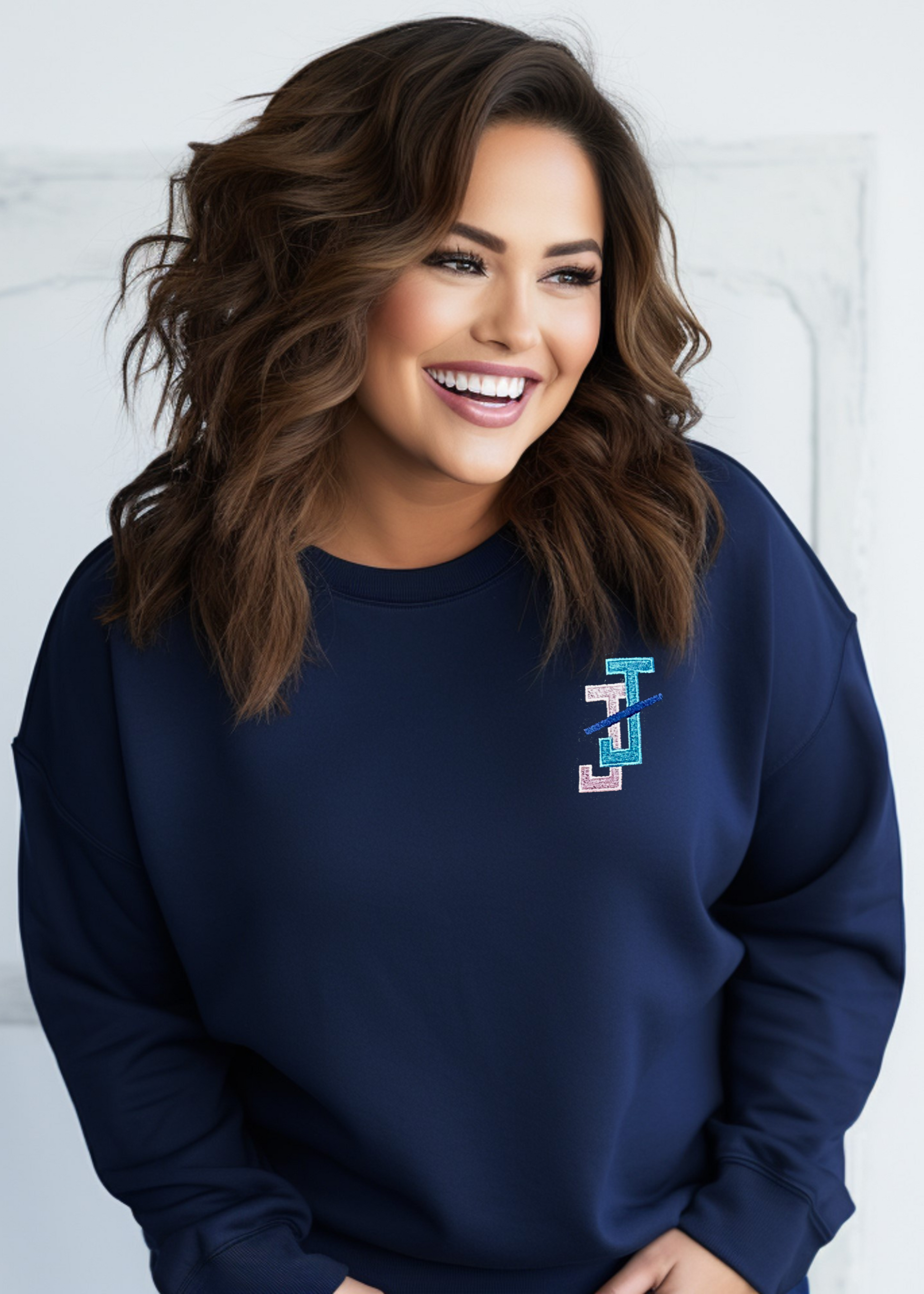 jack and jill of america jj logo embroidered sweatshirt - navy