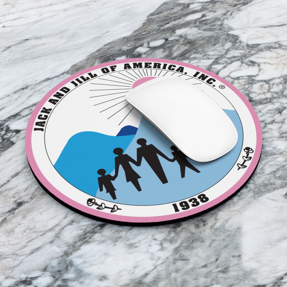 jack and jill mousepad - round with logo