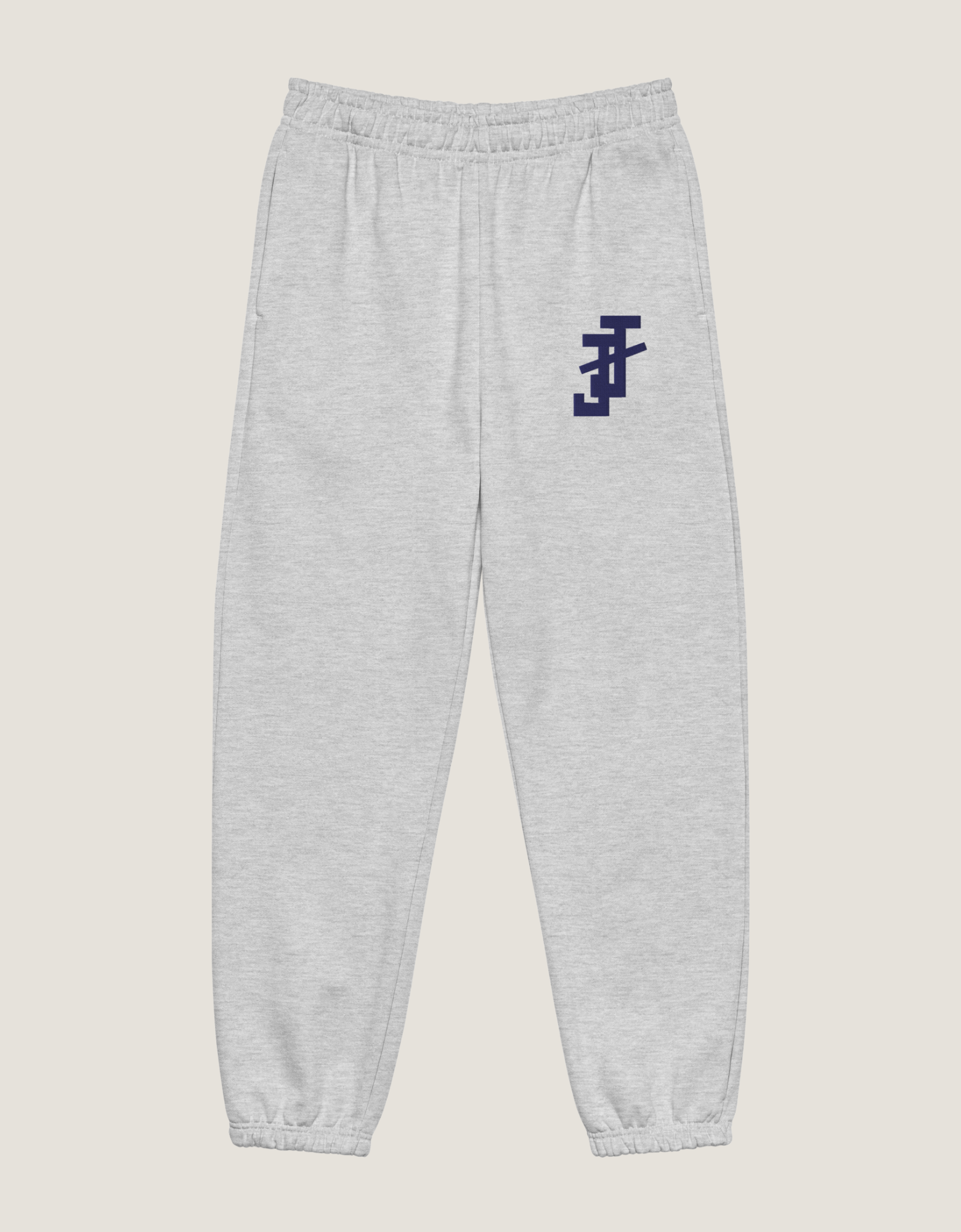 jack and jill of america heather gray sweatpants with navy blue embroidered logo for jack and jill teen apparel