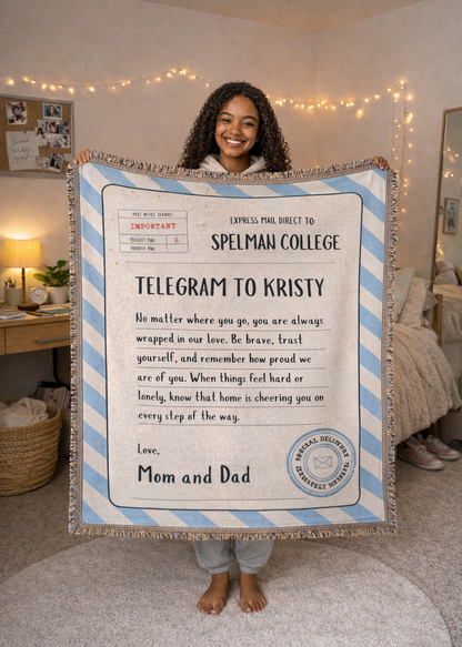 College Bound Personalized Woven Letter Blanket