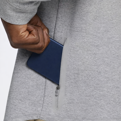 Back pocket view of Gray pullover for Jack and Jill dad 