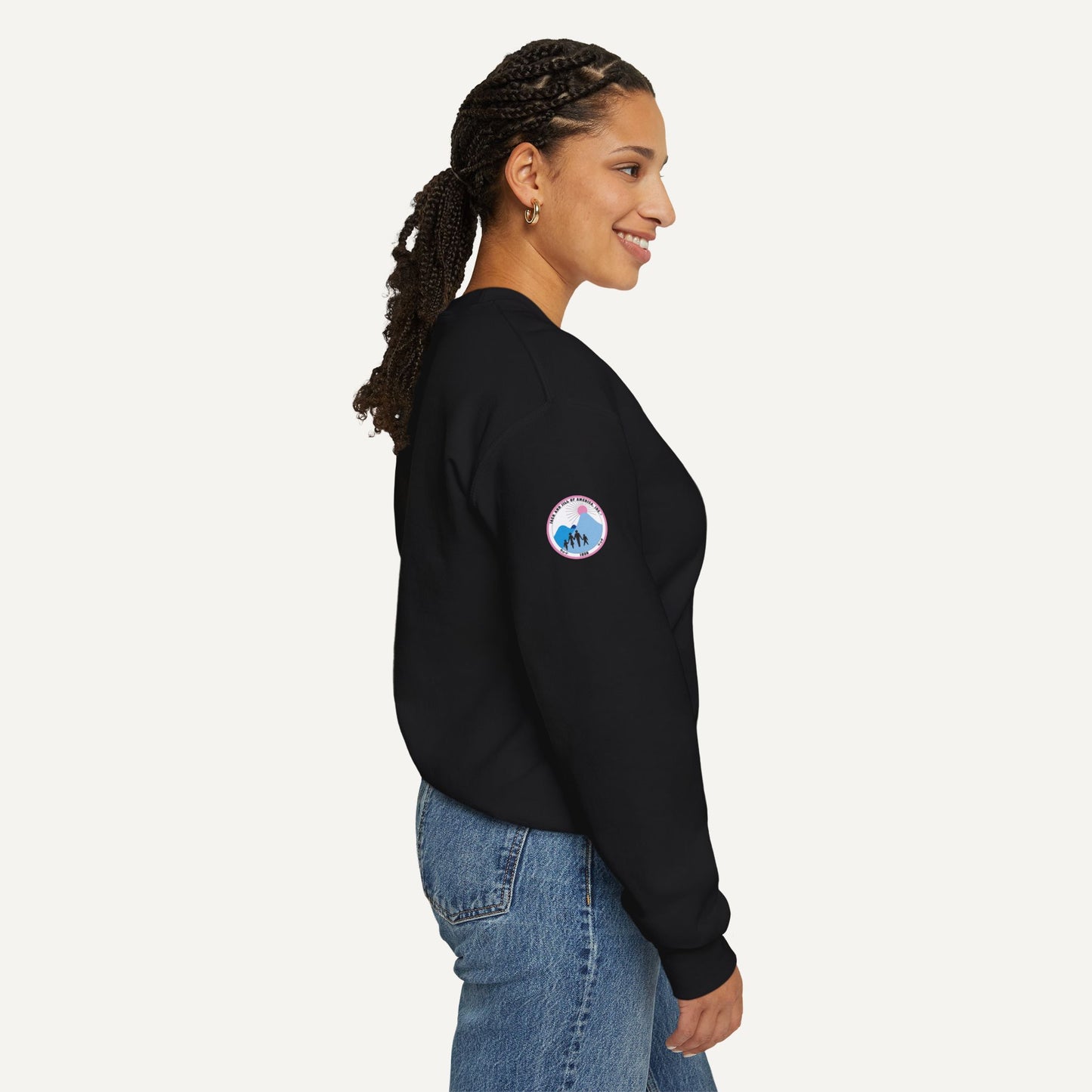 Jack and Jill of America 1938 Printed Sweatshirt Sleeve View-Black