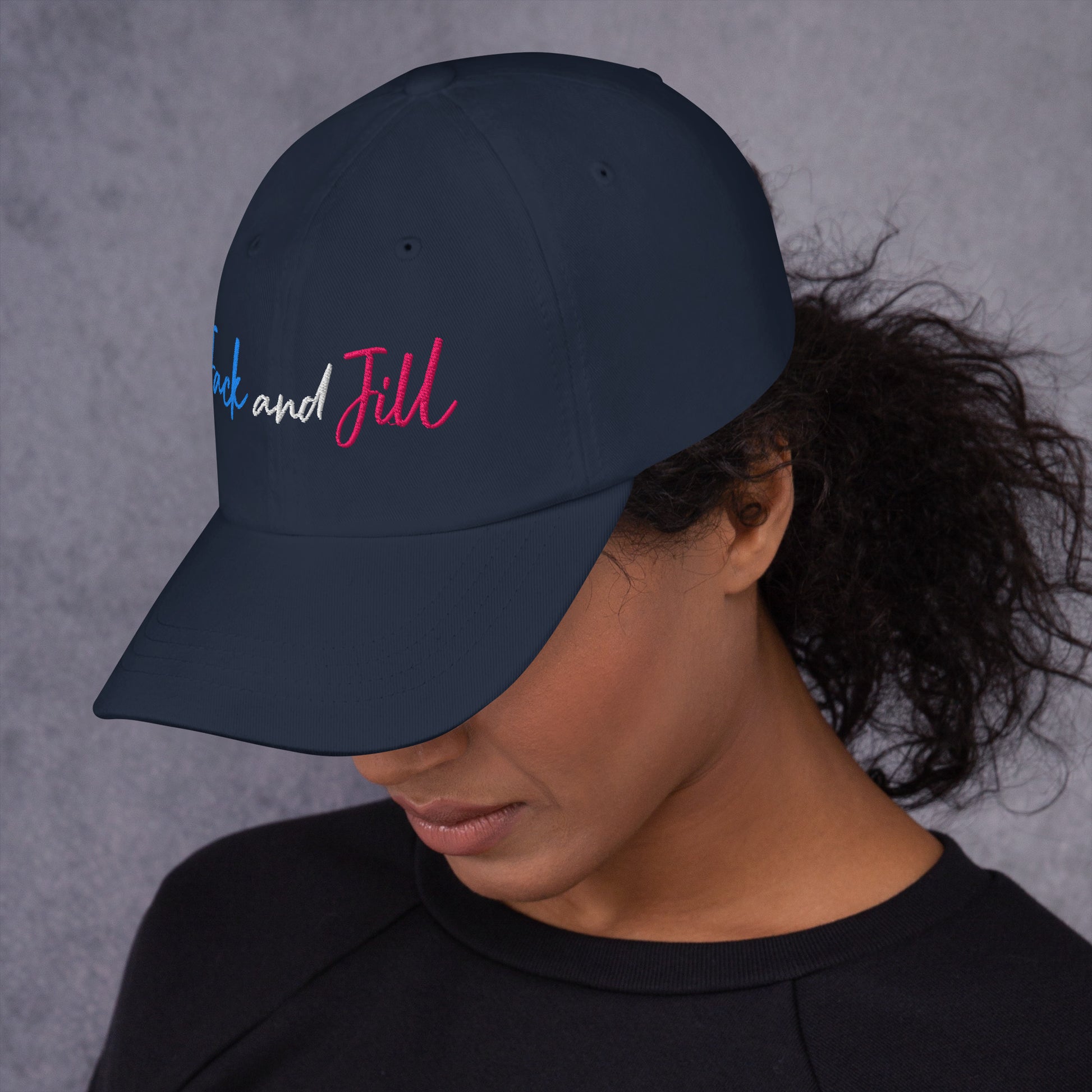 Jack and Jill Embroidered Hat - Navy