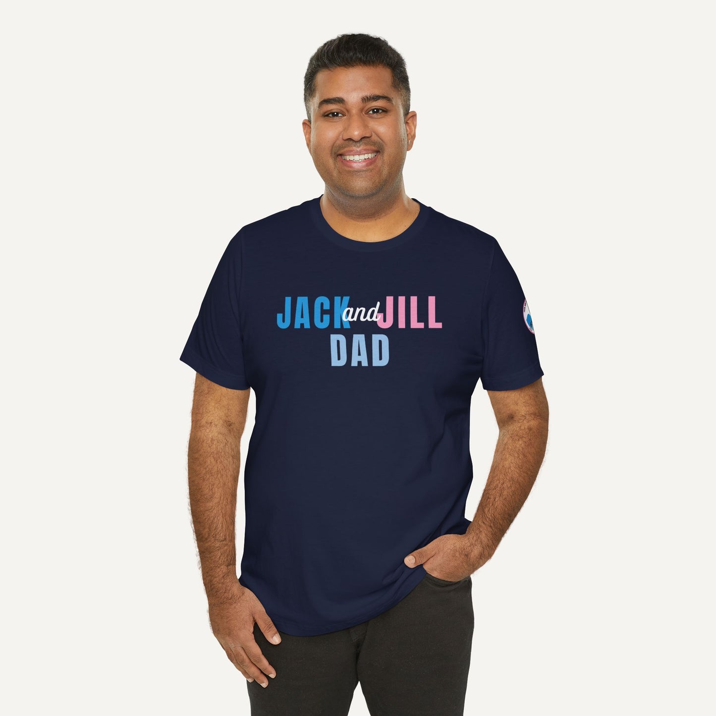 Jack and Jill of America Navy Dad Shirt on Model