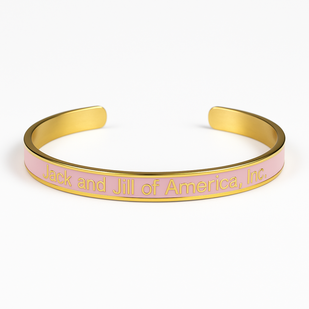 Pink and gold jack and Jill of America bracelet