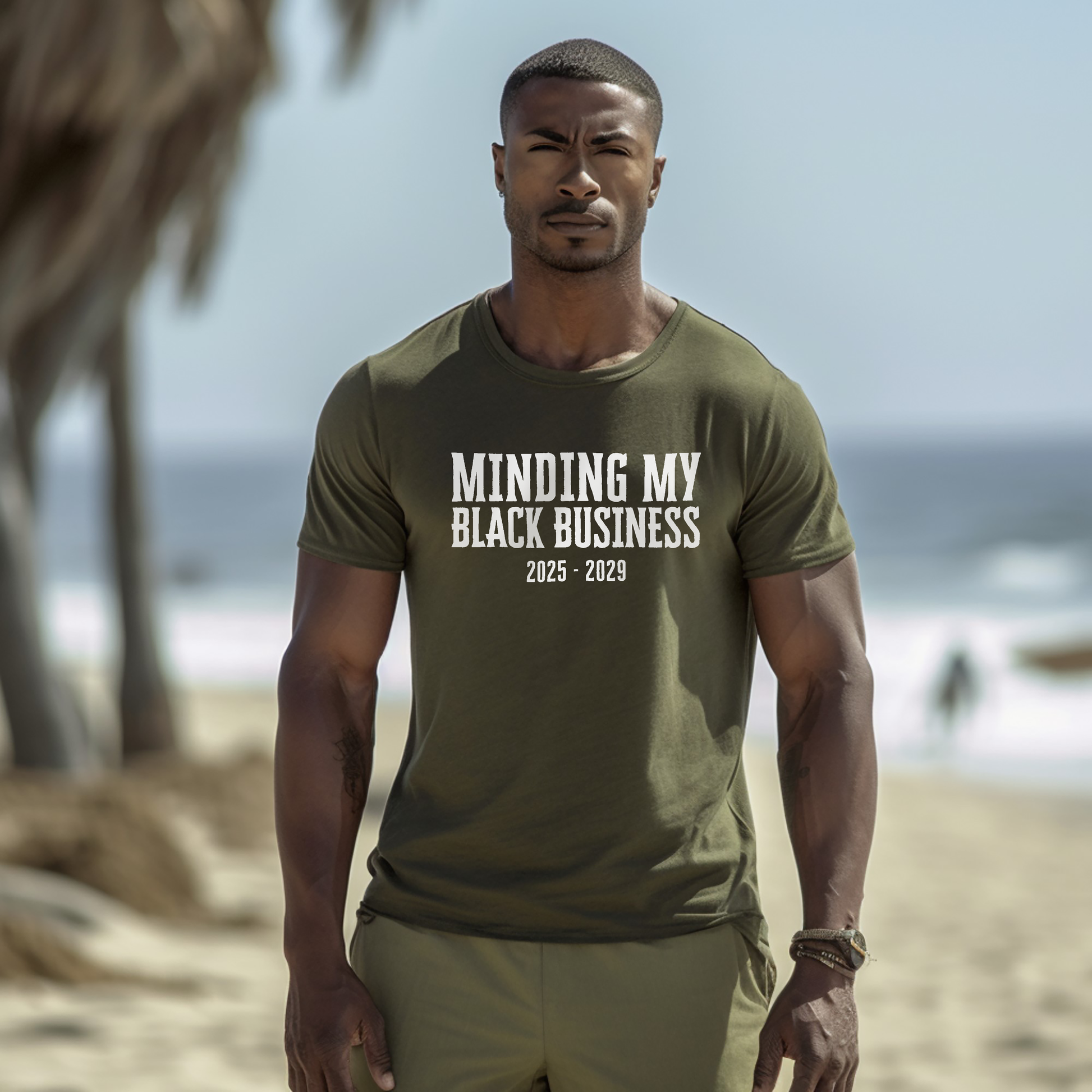 Minding my Black Business Shirt - Olive Green