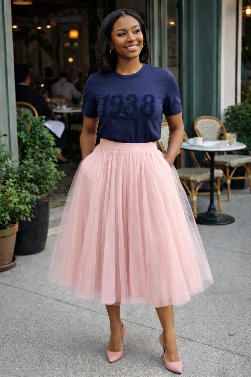 Jack and Jill of America chenille 1938 tee in navy blue