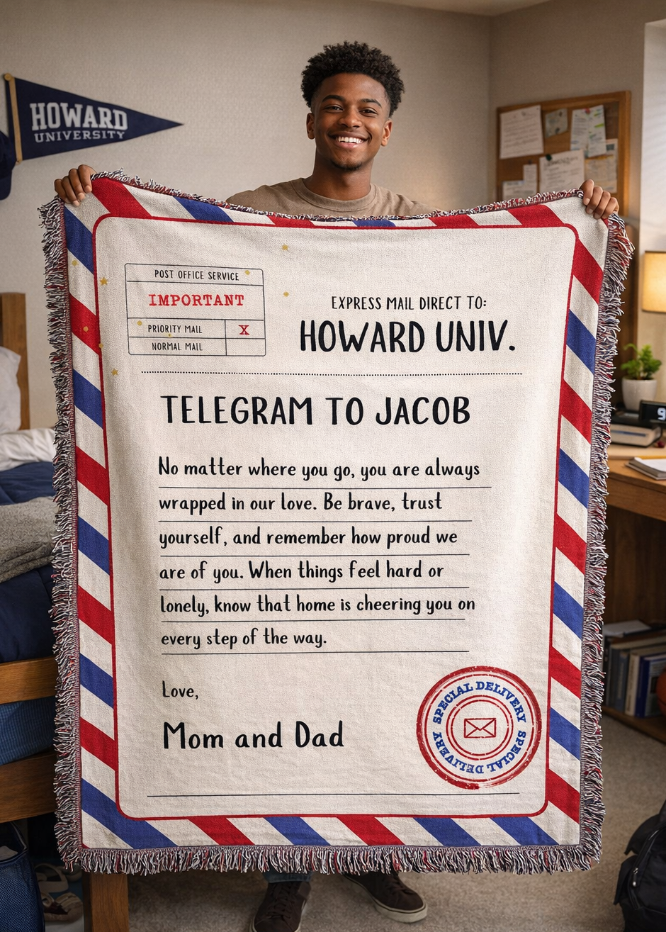 College Bound Personalized Woven Letter Blanket