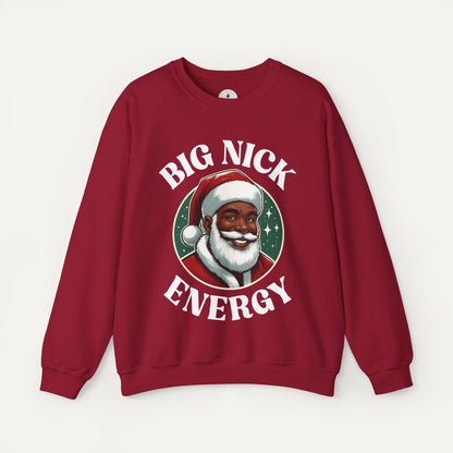 black santa christmas sweater - big nick energy christmas sweater - red