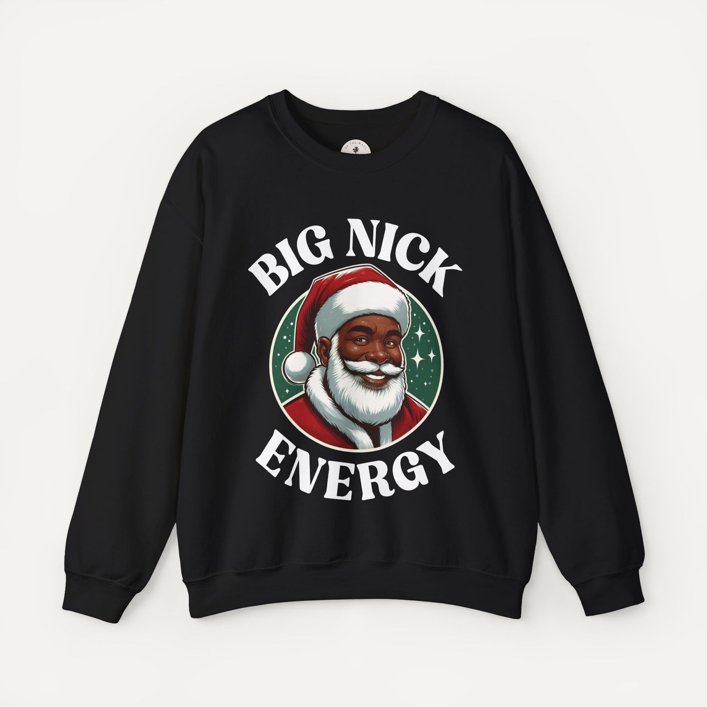 funny christmas sweater - black santa big nick energy christmas sweater - black