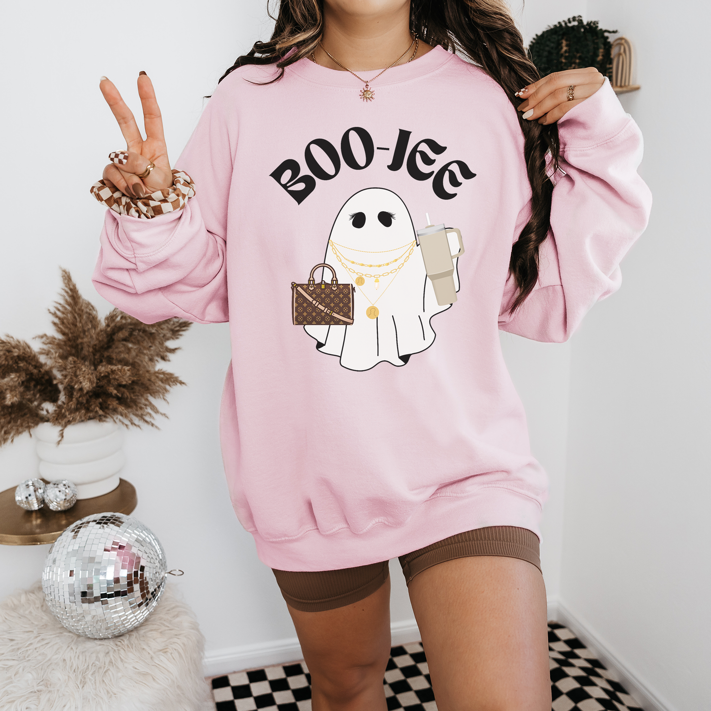 cute pink boojee ghost sweatshirt