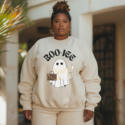 boojee sand color halloween sweatshirt for women