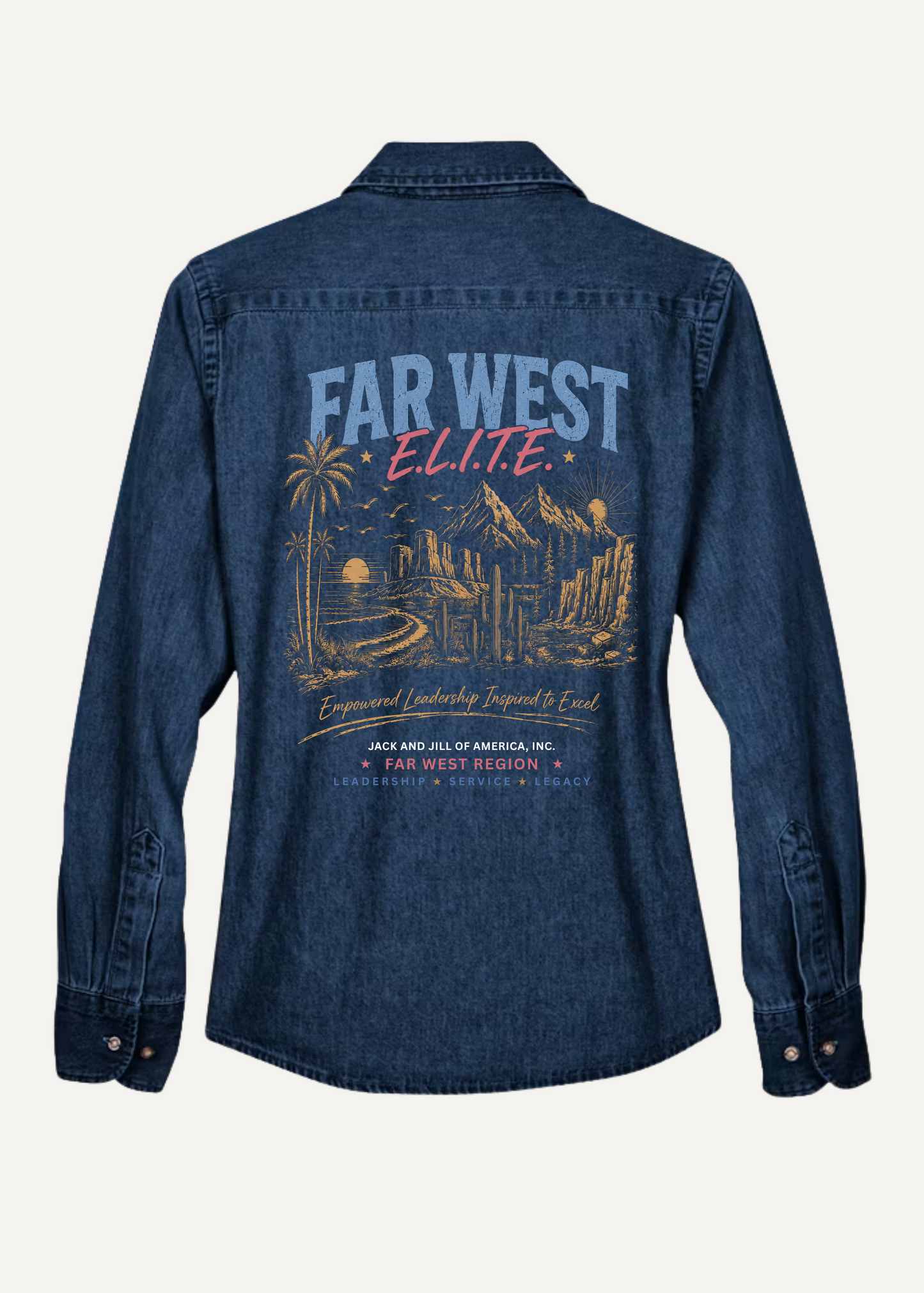 far west region denim shirt for national convention - back view