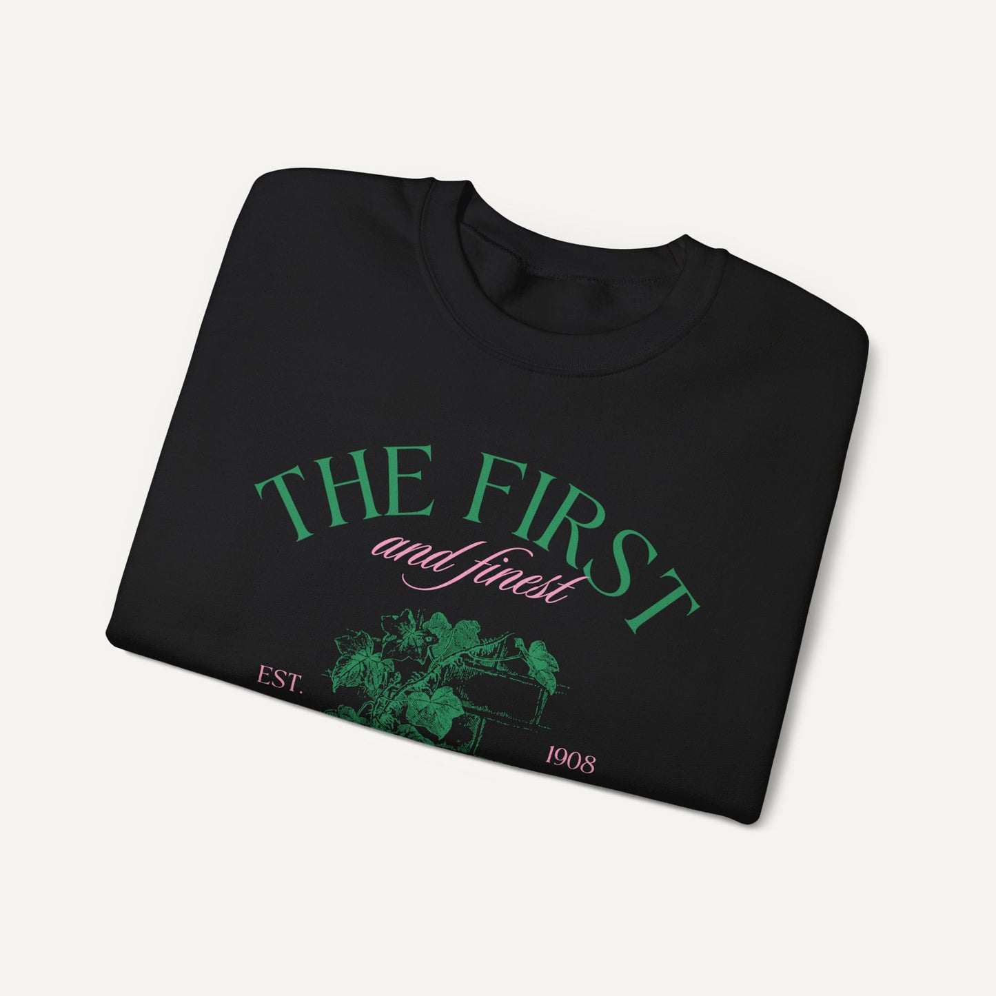 aka inspired first and finest black sorority sweatshirt crossing gift - folded view