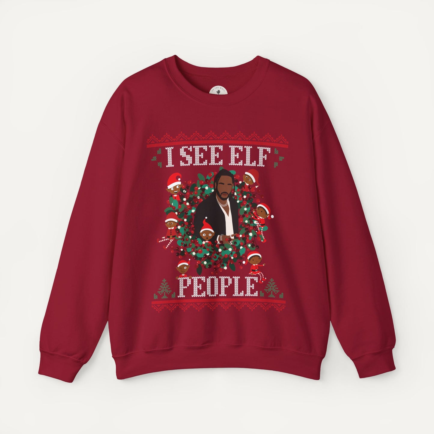 kendrick christmas sweater - i see elf people funny hip hop christmas sweater - red