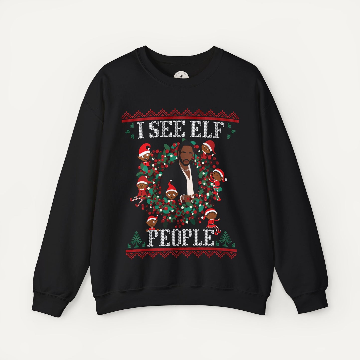 kendrick lamar christmas sweater - i see elf people hip hop christmas sweater sweatshirt black