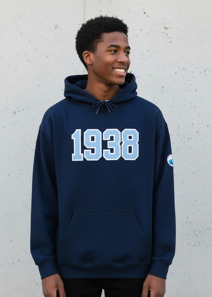 jack and jill of amrica 1938 varsity style hoodie - navy