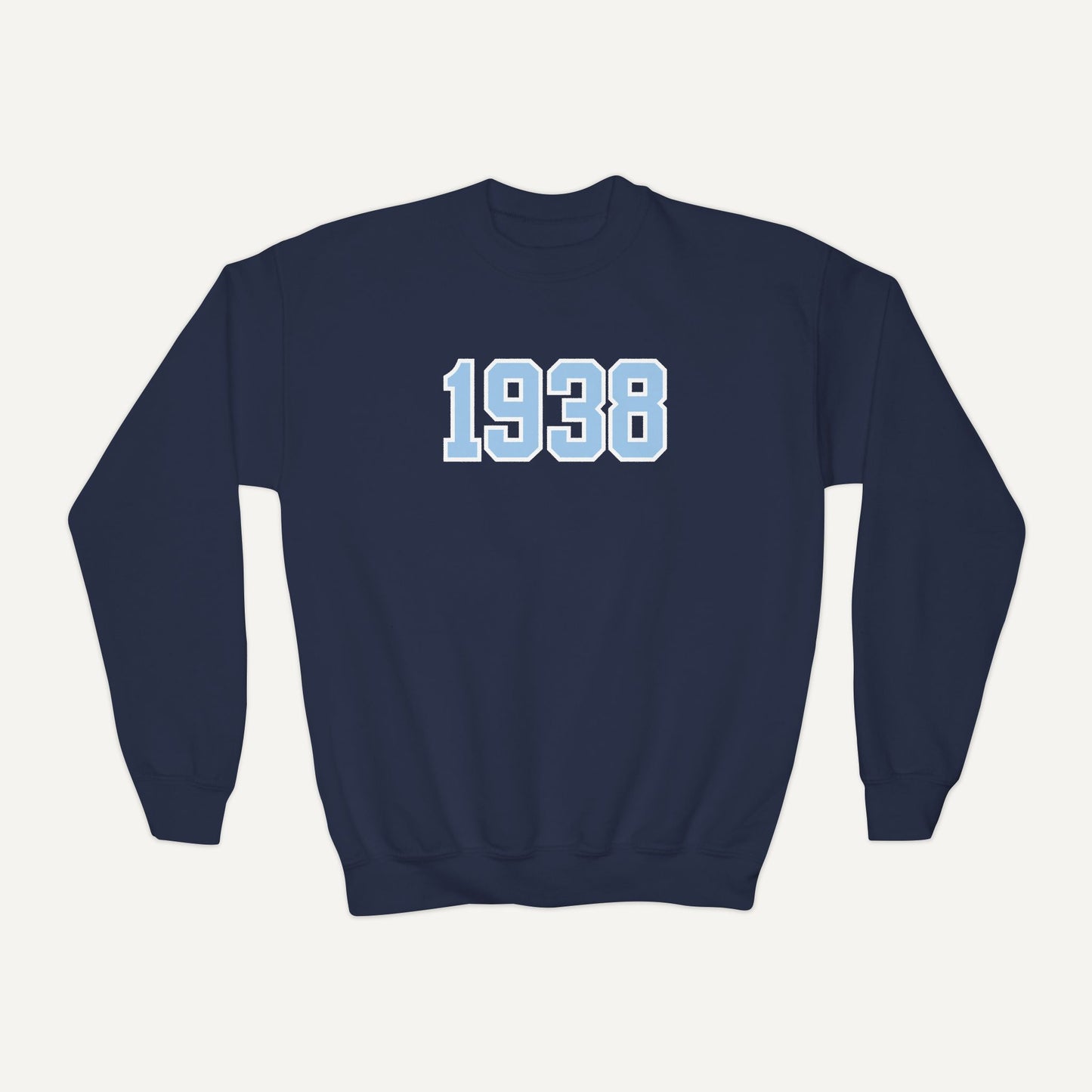 Navy blue kids sweatshirt with '1938' printed on the front for jack and jill of america, inc.