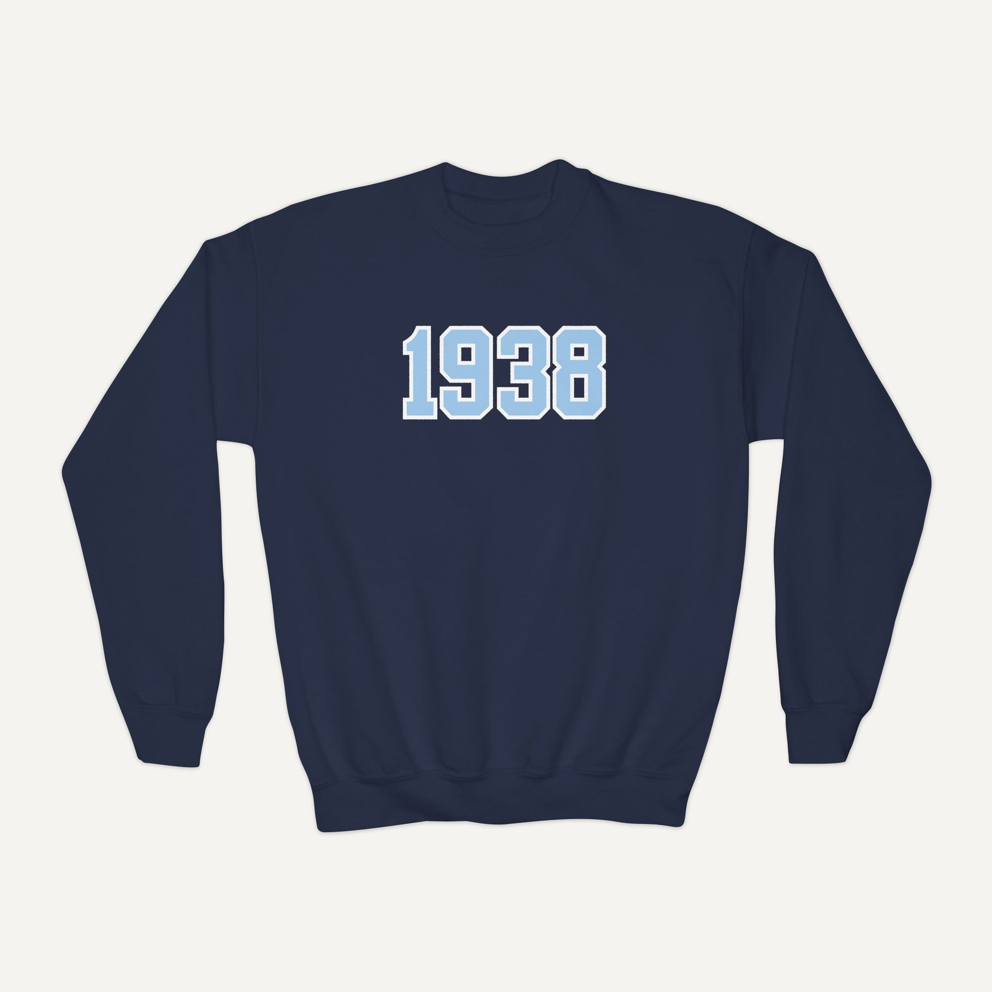 Navy blue kids sweatshirt with '1938' printed on the front for jack and jill of america, inc.
