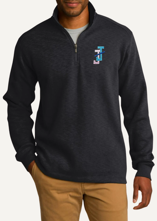 jack and jill dad embroidered logo fleece quarter zip pullover