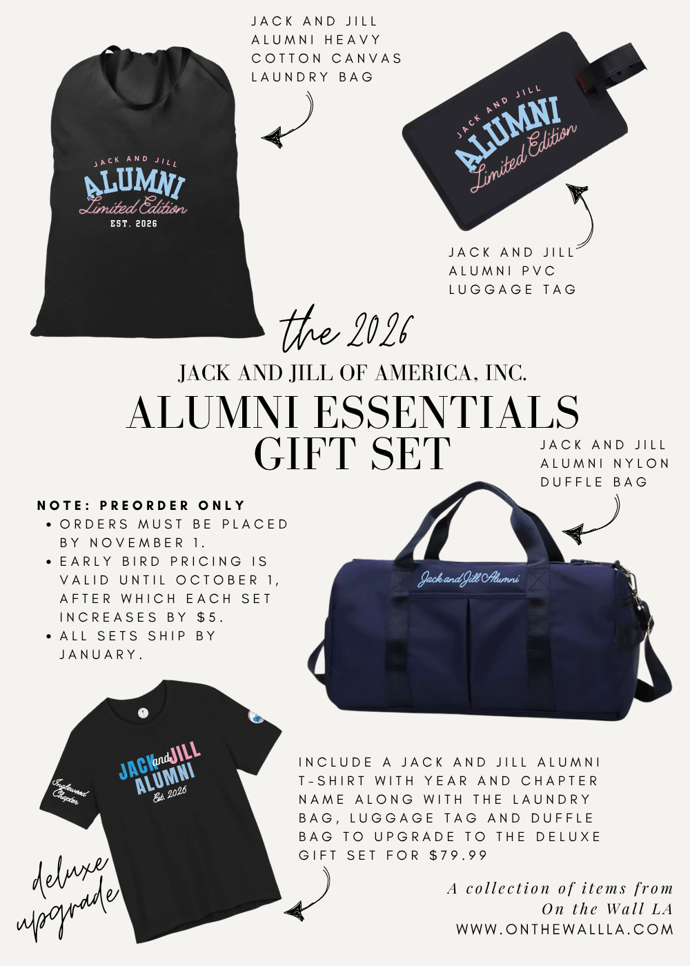 Promotional image of Jack and Jill of America, Inc. Alumni Essentials Gift Set with various items for jack and jill graduating teen gifts