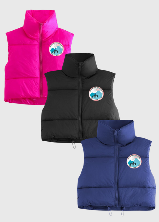 jack and jill of america apparel - cropped puffer vest with embroidered logo patch
