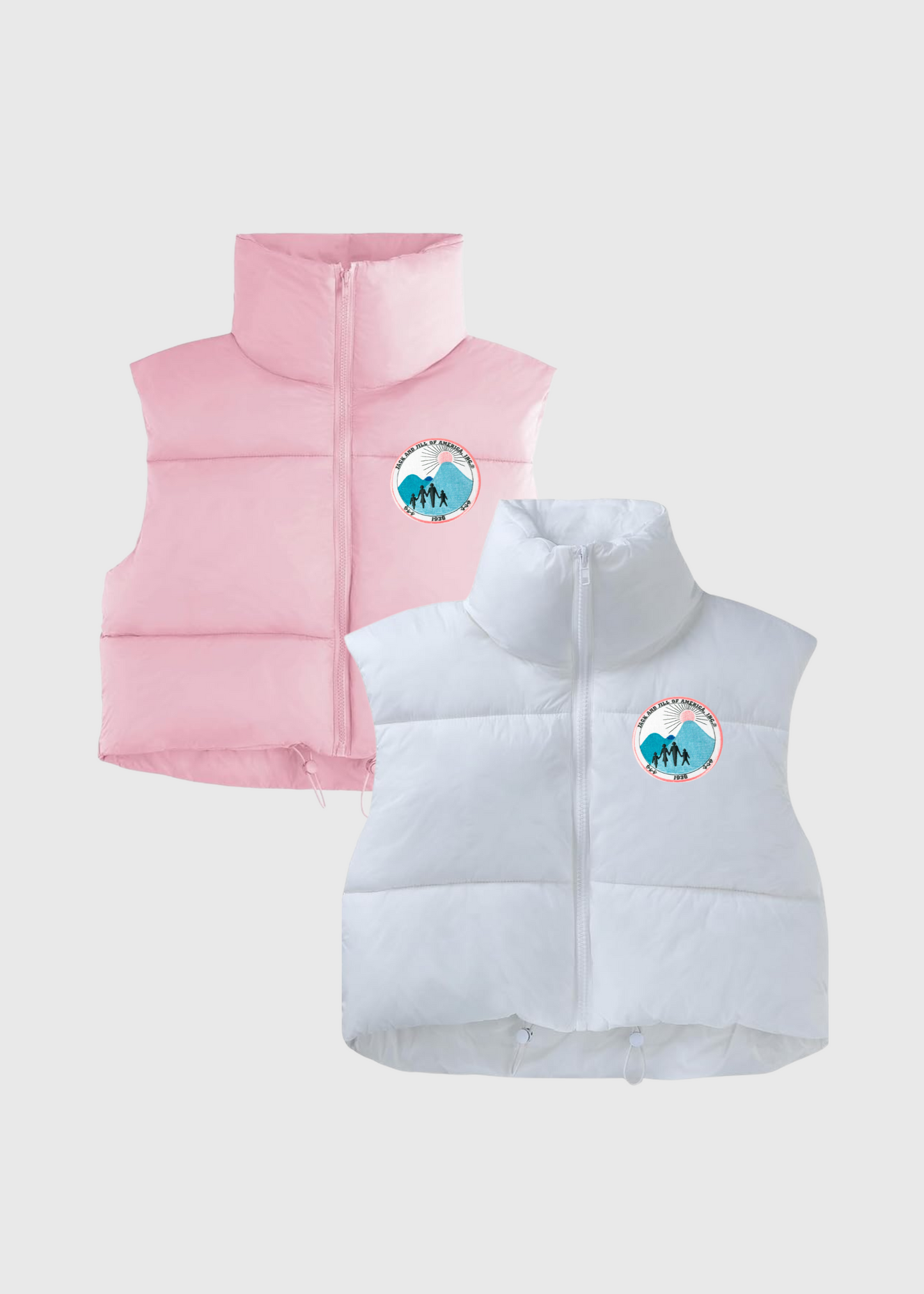 jack and jill of america apparel - cropped puffer vest with embroidered logo patch