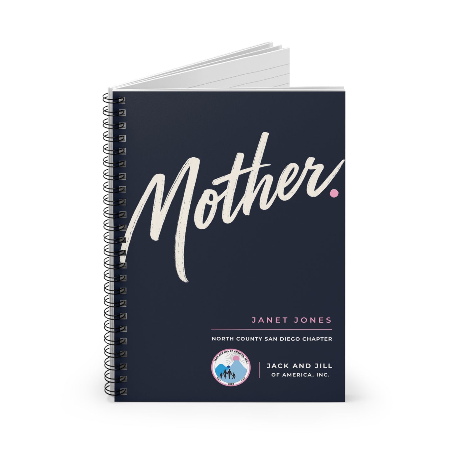 Jack and Jill of America chapter gift - Personalized spiral notebook gift for Jack and Jill moms