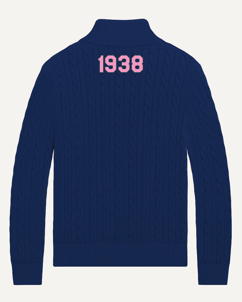 jack and jill of america navy blue cable knit cardigan