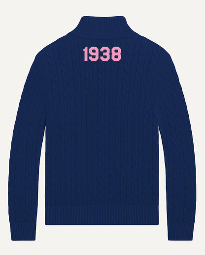 jack and jill of america navy blue cable knit cardigan