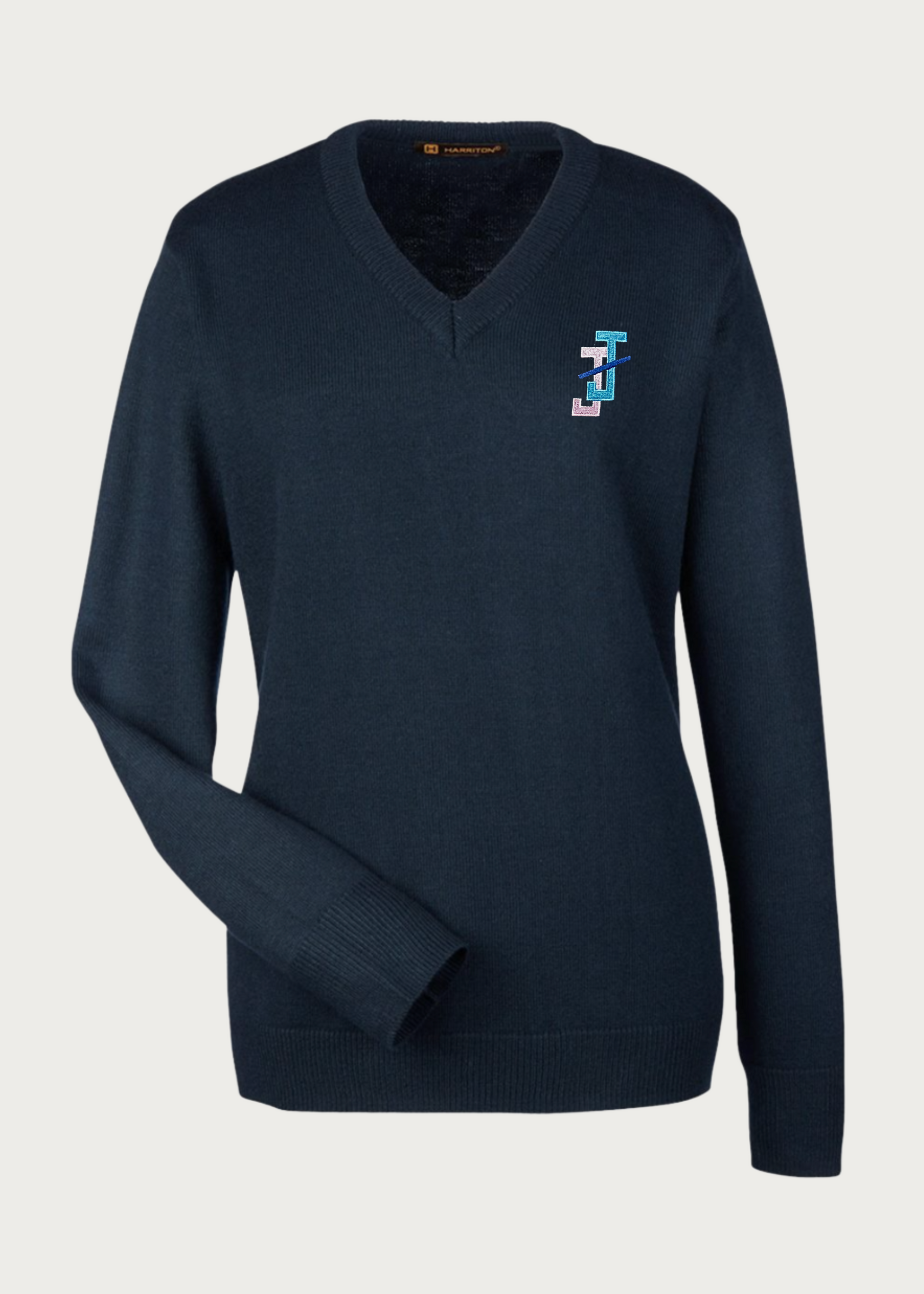 jack and jill of america navy v neck pullover sweater with embroidered jj logo for women and teen girls for on the hill attire