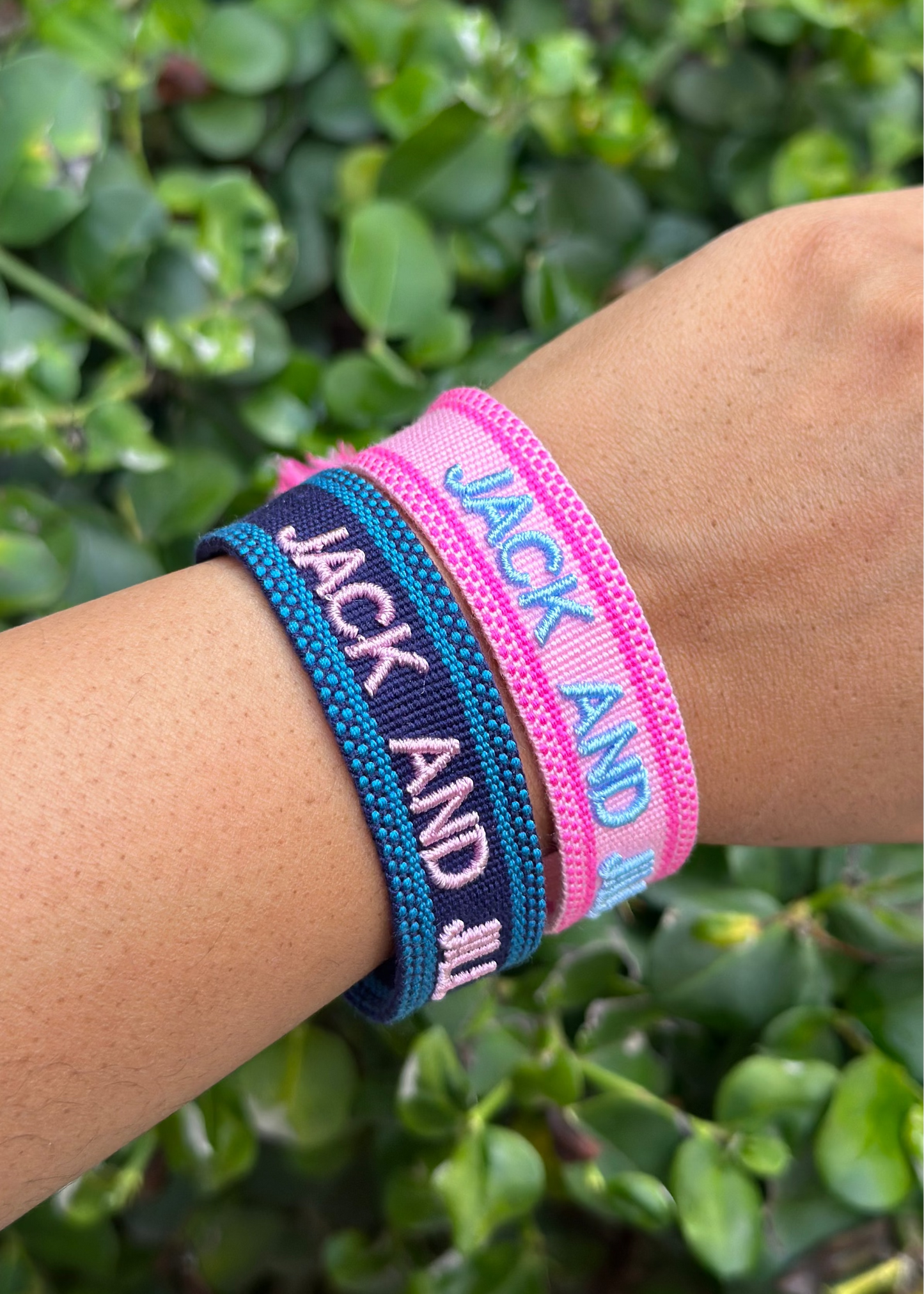 jack and jill of america pink and blue woven bracelets