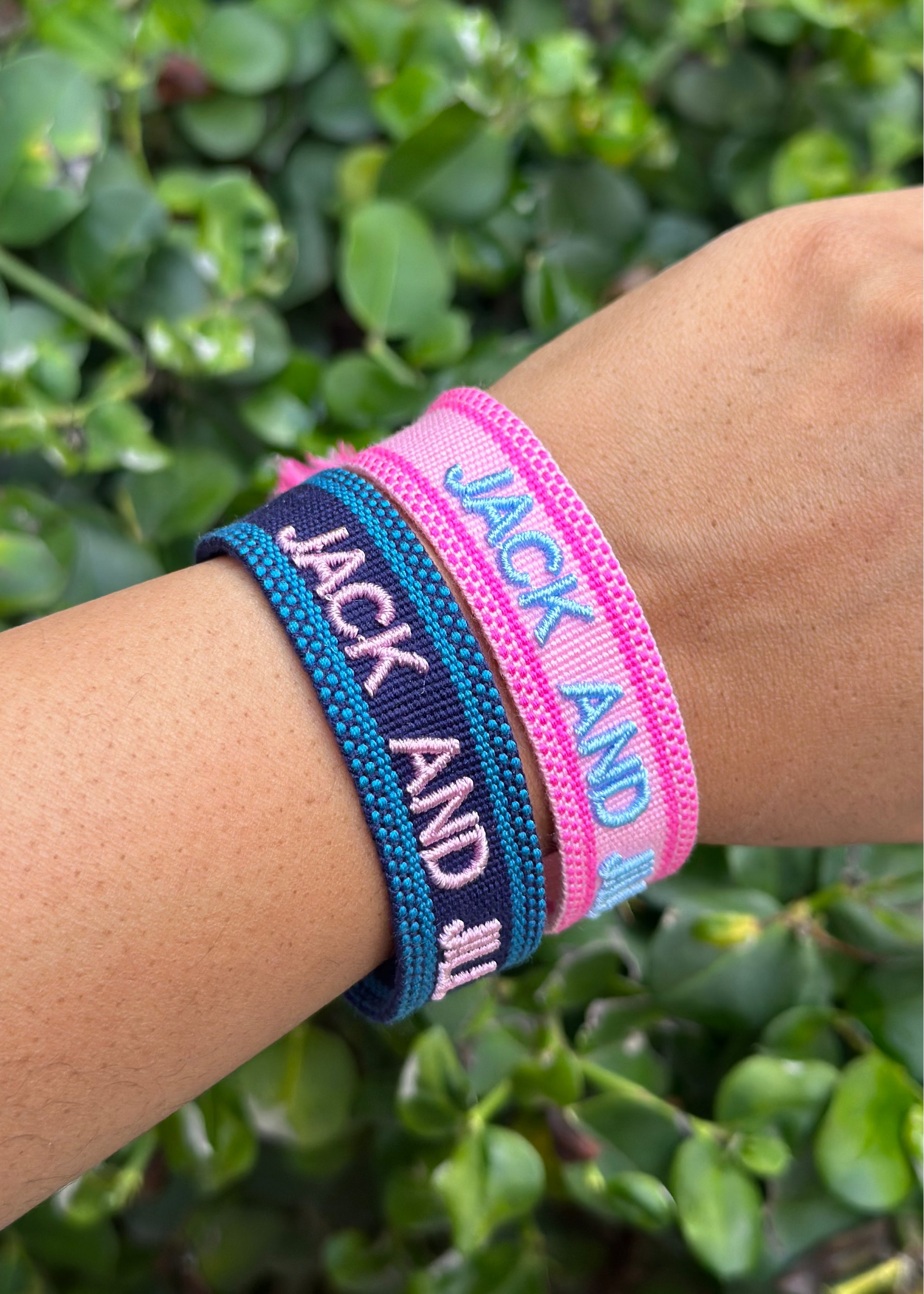 jack and jill of america pink and blue woven bracelets