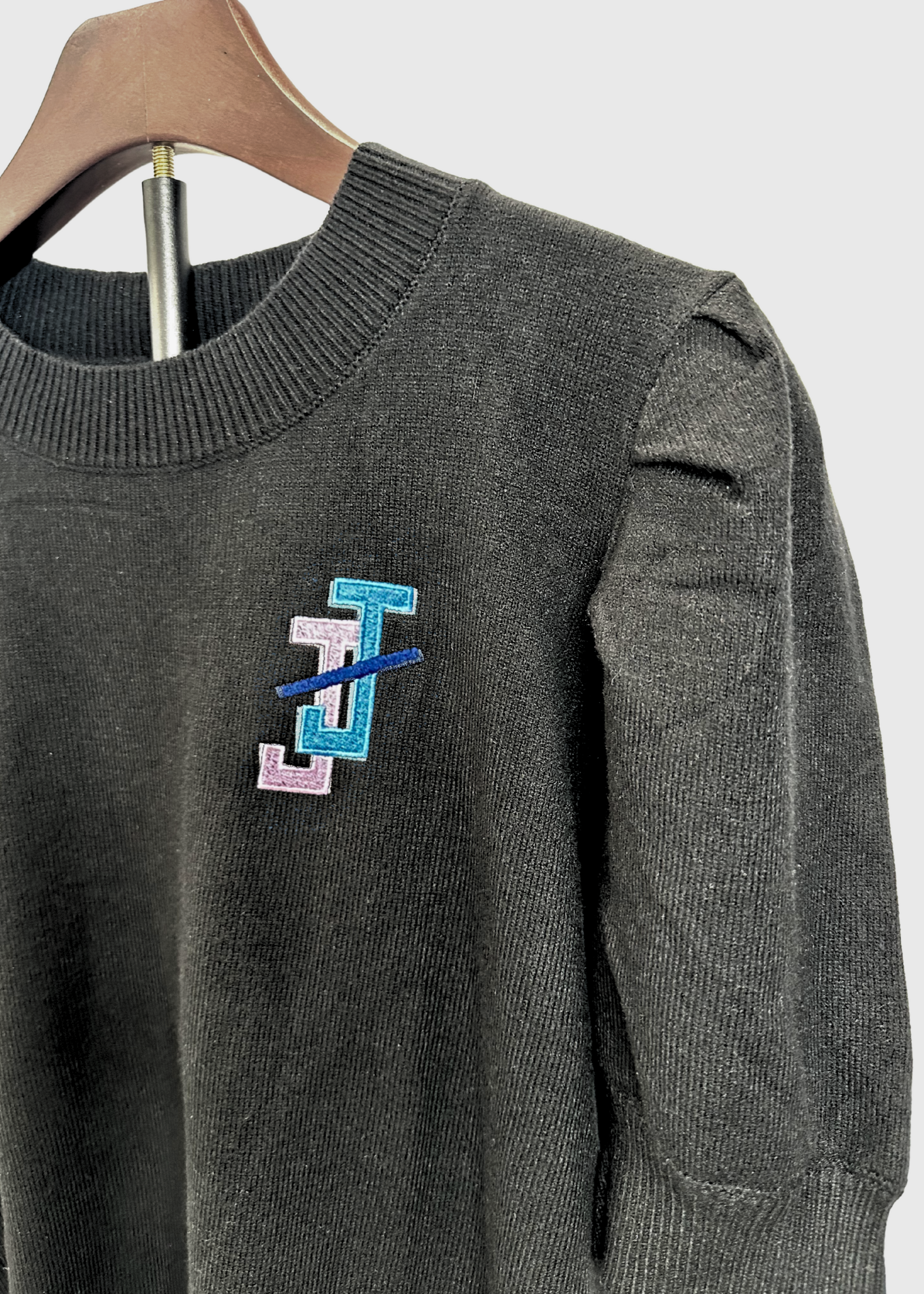 jack and jill of america apparel - puff sleeve sweater with embroidered JJ logo