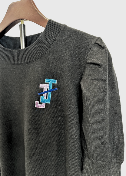 jack and jill of america apparel - puff sleeve sweater with embroidered JJ logo