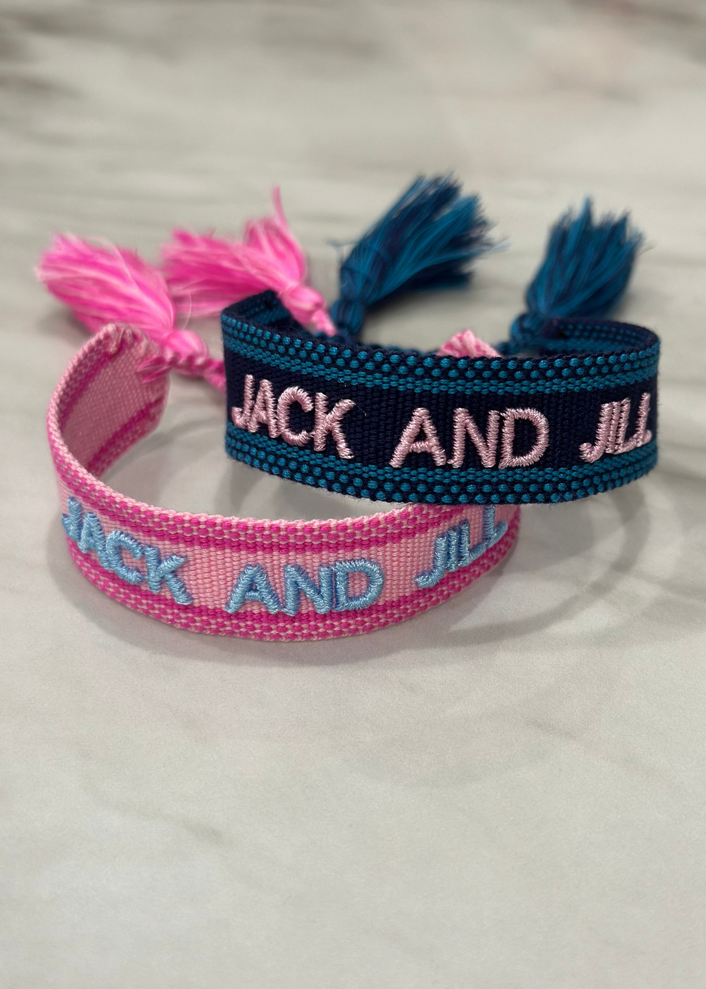 jack and jill pink and blue woven bracelet gifts for jack and jill teens