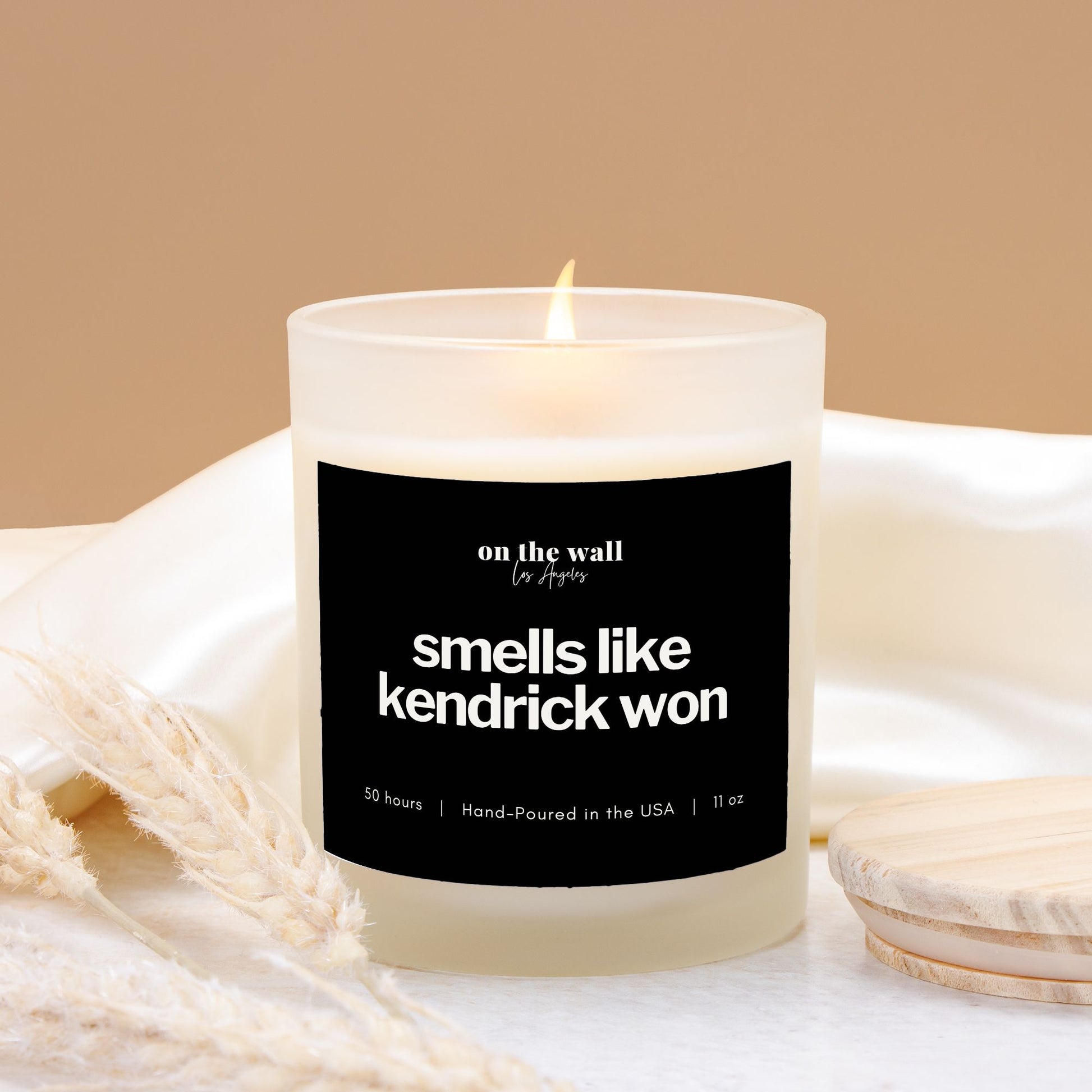 smells like kendrick lamar won candle lit with lid off