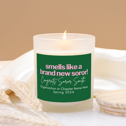 personalized pink and green aka candle crossing gift
