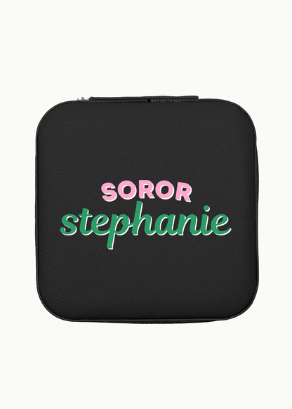 aka gift - personalized pink and green soror jewelry case