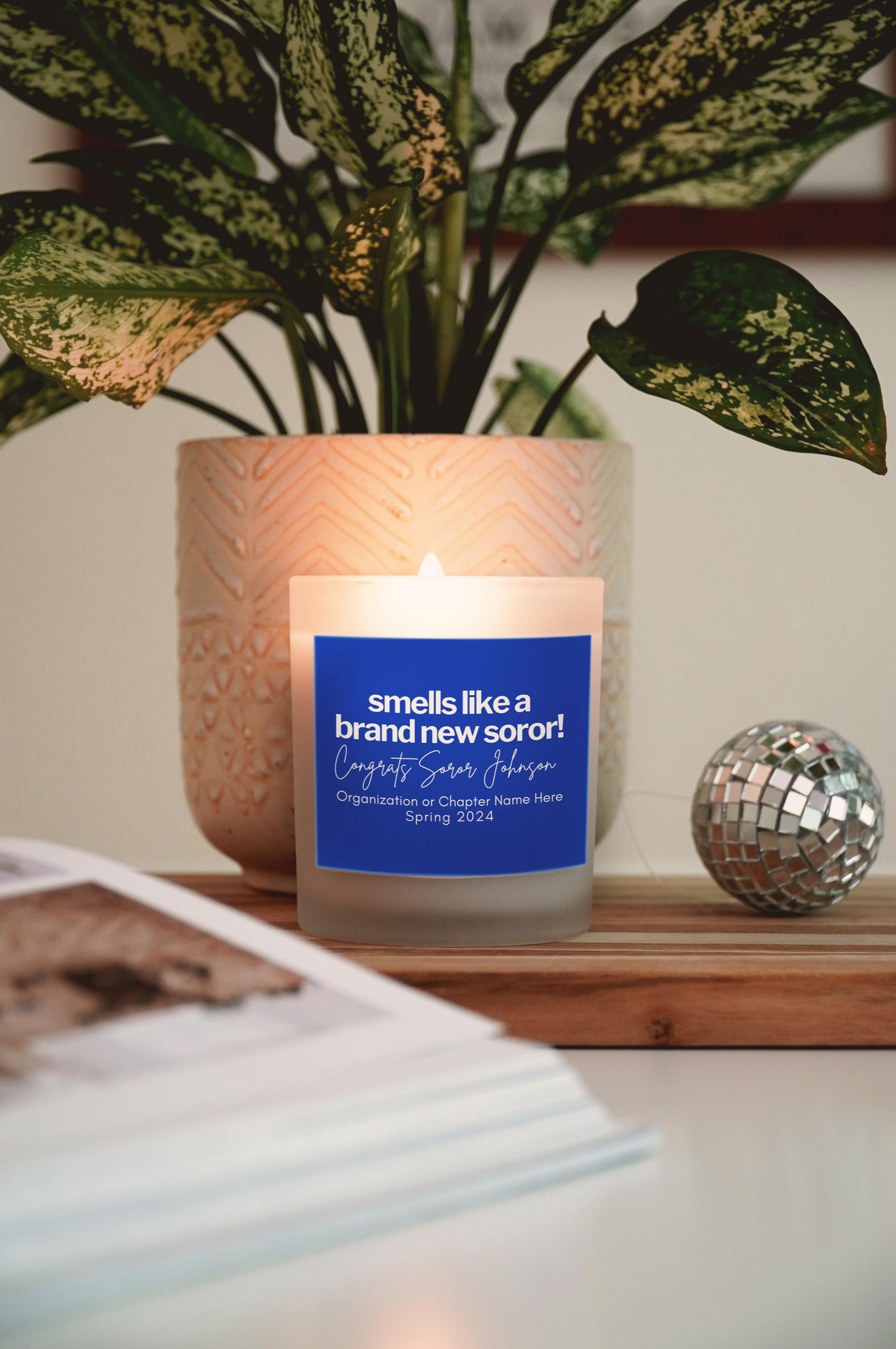 personalized royal blue new soror candle for z phi b 1920 gift