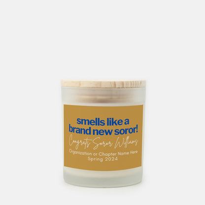 personalized sgrho blue and gold candle induction gift for new soror