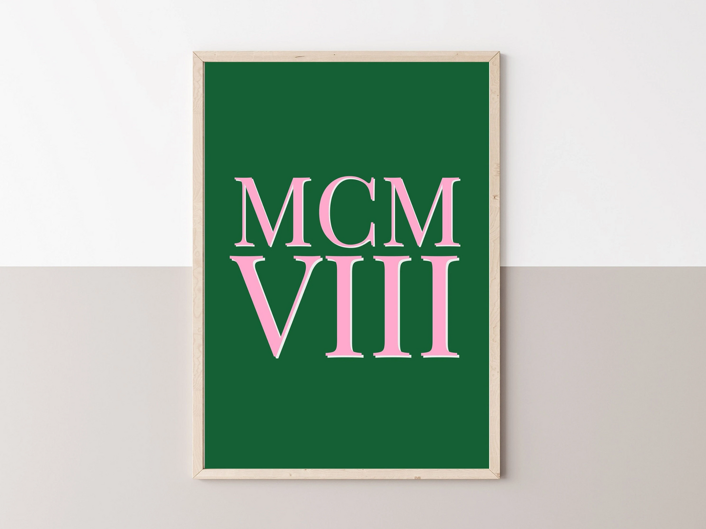 aka pink and green 1908 roman numerals printed poster